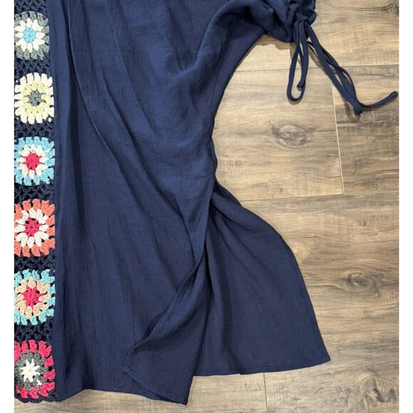 Entro Boho Crochet Trim Tie Open Front Kimono Duster XL Cover Up Patchwork NWT - Picture 7 of 9
